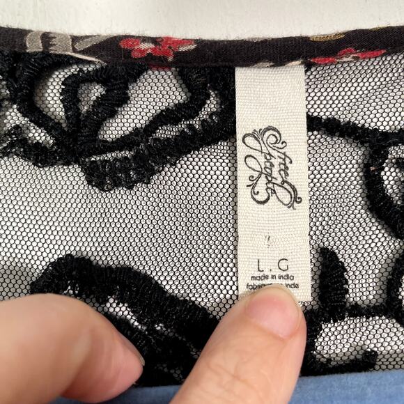 Free People Nomad Printed Formal Chiffon Black Combo Tunic Dress Large - Picture 11 of 11